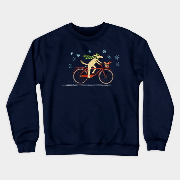 Cycling Dog and Squirrel | Cute Animals Holiday Crewneck Sweatshirt by Coffee Squirrel